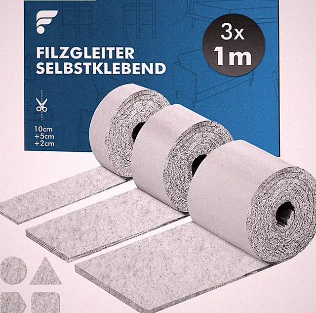 Robuste Filzgleiter 4mm Dick für Möbel - Rutschfest und Kratzfest in Grau