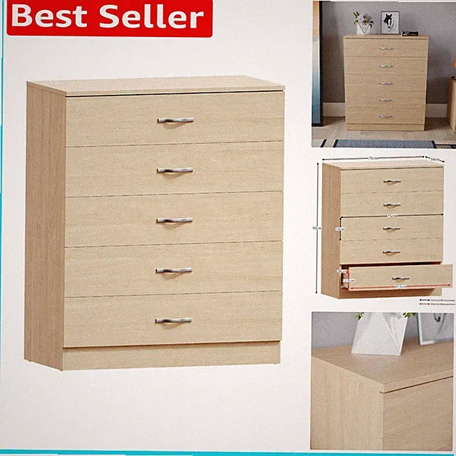 Robuste Kommode mit 5 Schubladen und Metallkufen - perfekte Schlafzimmer Aufbewahrung