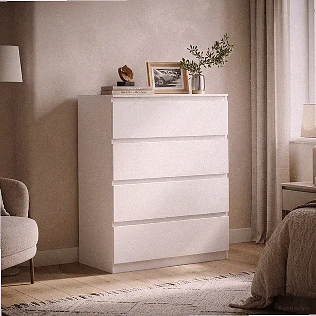 Robuster Aufbewahrungsschrank aus Holz mit 4 Schubladen - einfache Montage & Sicherheitsfunktionen
