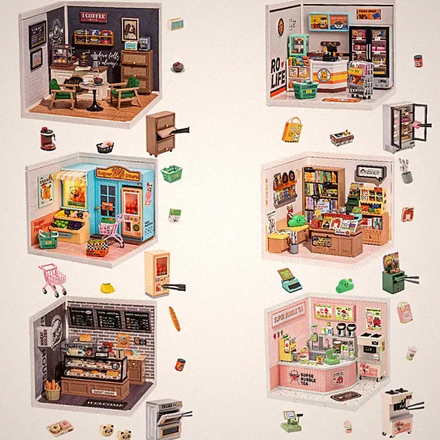 Rolife Super Schöpfer Kunststoff 3D Puppenhaus 6-Set DIY Erwachsene Geschenke