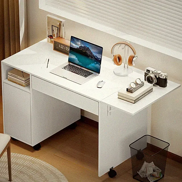 Rollbarer Computertisch, klappbarer Schreibtisch mit Schrank Refurbished