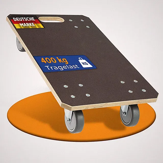 Rollbrett Transportroller 49x30,5 cm bis 400 kg – Möbelroller mit Bremse & 360°