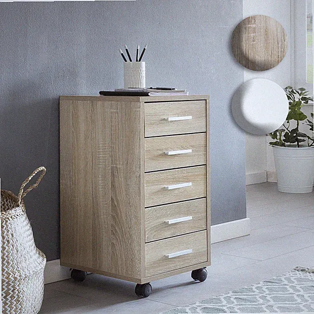 Rollcontainer Holz Rollen Standcontainer 33x63x38cm Schreibtischcontainer