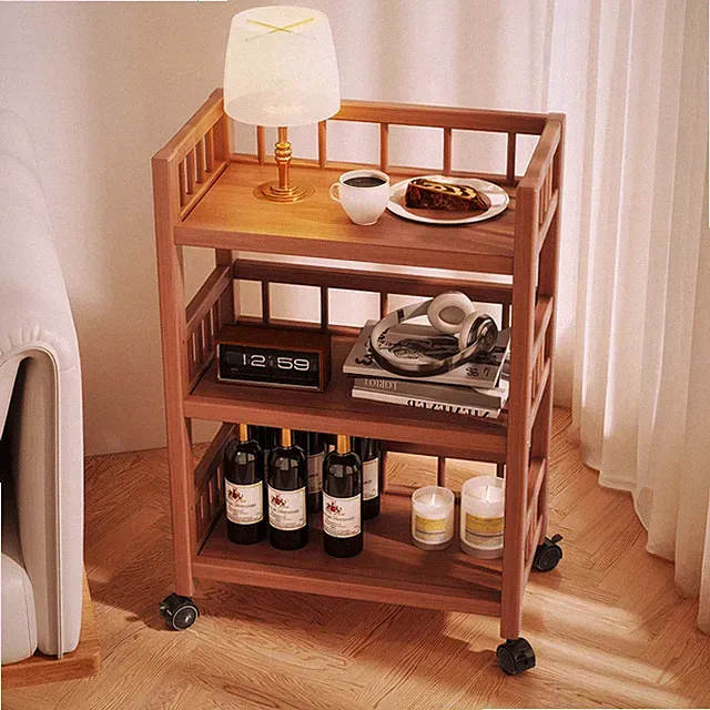 Rollwagen Küchenwagen aus Holz Bücherwagen Rollregal Servierwagen Bastelwagen