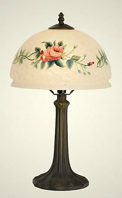 Rose handbemalte Tischlampe - 10 Zoll breit