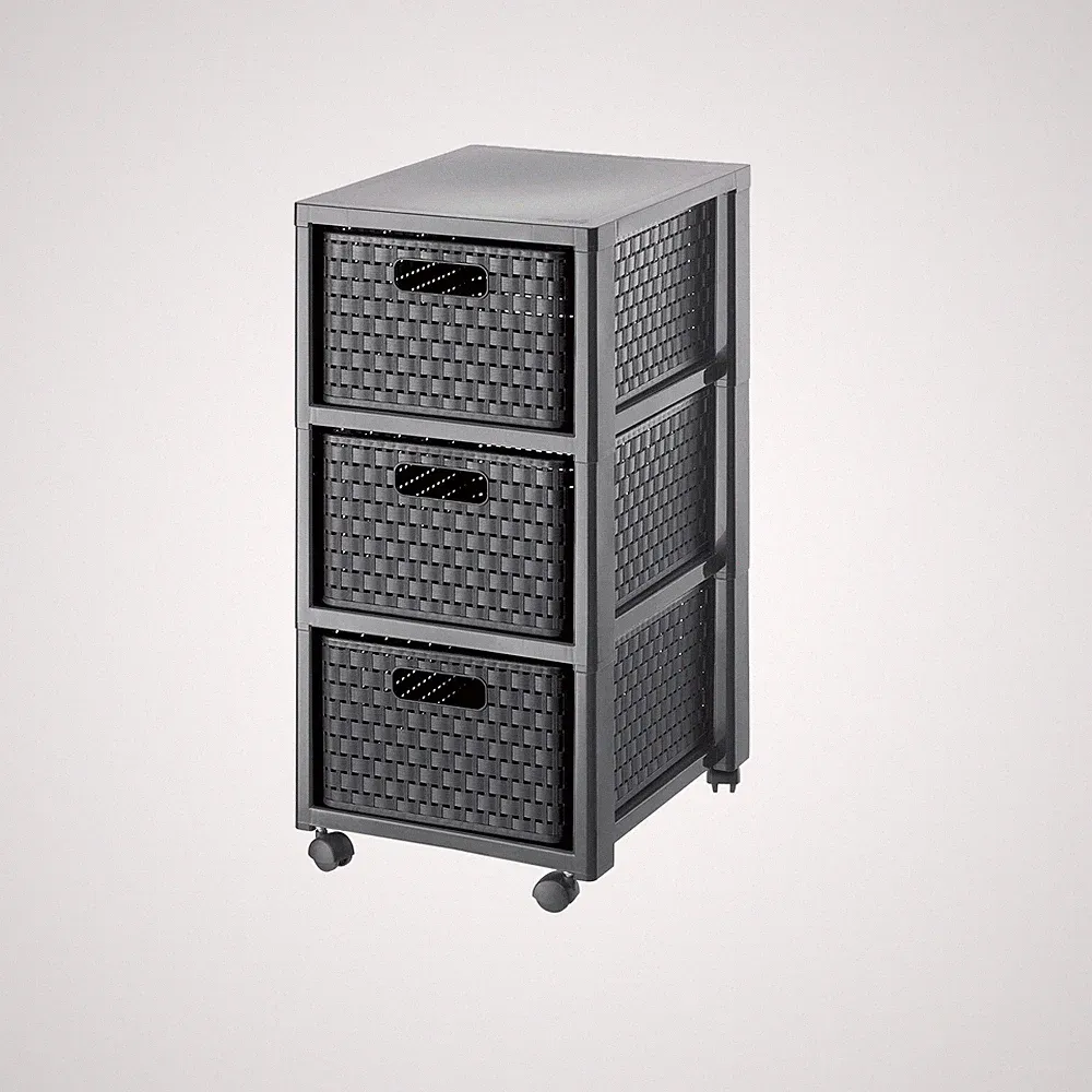 ROTHO Rollcontainer 3x18L Schubladenturm Rollwagen Bürocontainer A4 Box Rollen