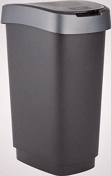 Rotho Swingeimer Twist 25 l schwarz/dunkelsilber Abfalleimer MÃƒÂ¼lleimer