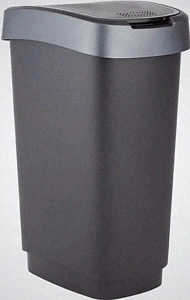 Rotho Swingeimer Twist 25 l schwarz/dunkelsilber Abfalleimer Mülleimer