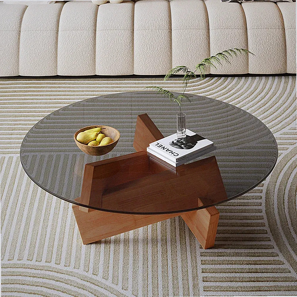 Round Beistelltisch Couchtisch Wohnzimmermöbel aus Glas Modern Sofa Couch Tisch