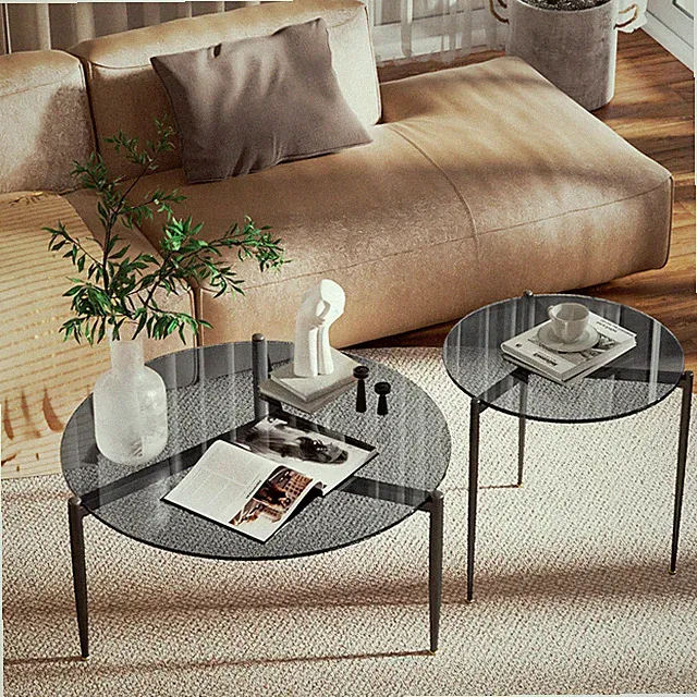 Rund Beistelltisch Sofatisch Couchtisch Glastisch mit Metallgestell Modern 80cm