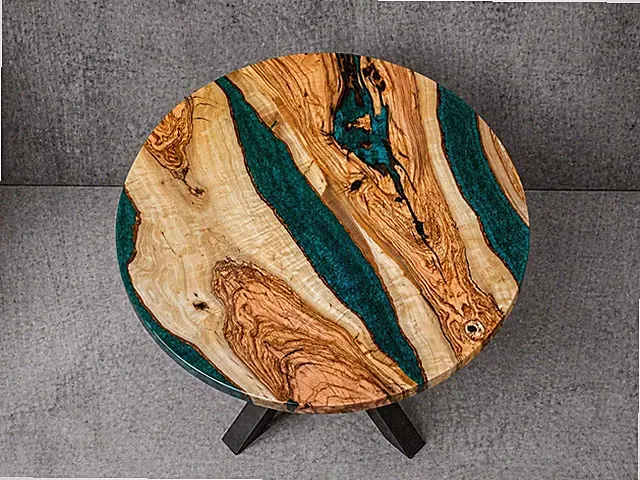 Rund Couchtisch Massivholz Epoxidharz Beistelltisch Kaffeetisch Sofatisch