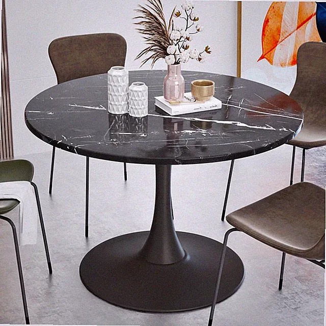 Rund Marmoroptik Sockeltisch Klein Küche Esstisch Modern Frühstück Bistro-Tisch