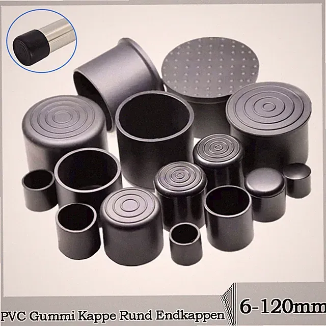 Rund PVC Vinyl Gummi Fusskappen Fussstopfen Stuhlfüsse Stuhlkappen Versch Farben