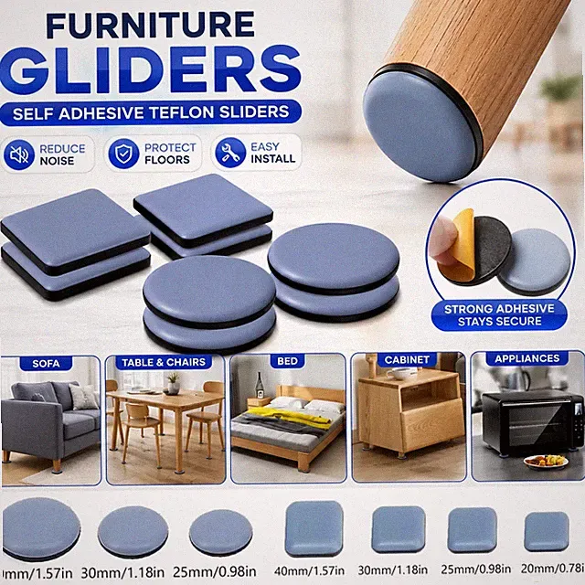 Runde Möbelgleiter selbstklebend Teflongleiter Floor Mover Pads grau