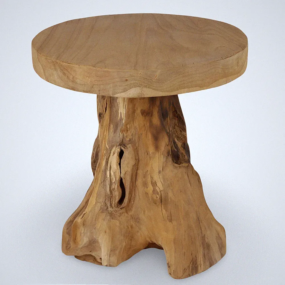 Runder Beistelltisch 40x45cm Teakholz Couchtisch Nachttisch Echtholz unbehandelt