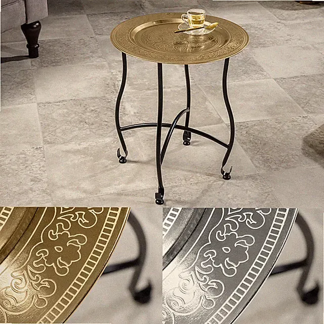 Runder Beistelltisch MARRAKESCH - 50cm - FARBWAHL - abnehmbares Tablett Teetisch