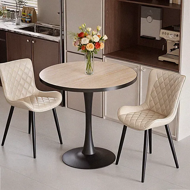 Runder Bistrotisch Ø76 cm Bartisch Stehtisch Esstisch Marmor Optik stabil