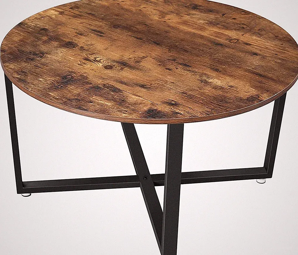Runder Couchtisch LCT88X in rustikalem Braun und Schwarz
