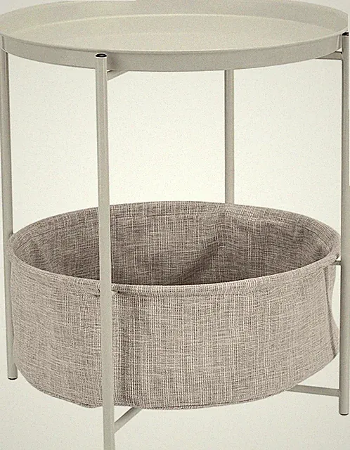 Runder Couchtisch mit Stauraum aus Stoff für das Wohnzimmer 45 x 48 cm