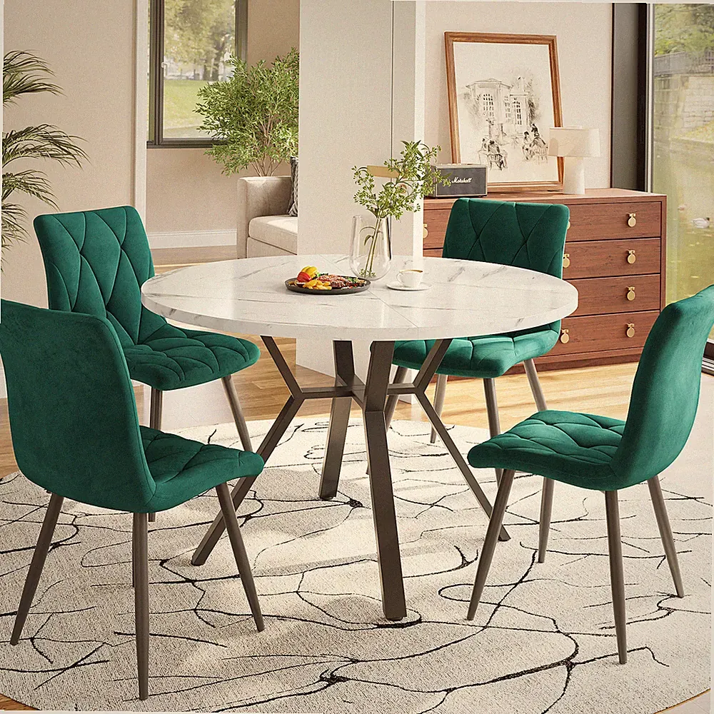 Runder Esstisch 100cm für 4–6 Personen Küchentisch Esszimmertisch Marmoroptik