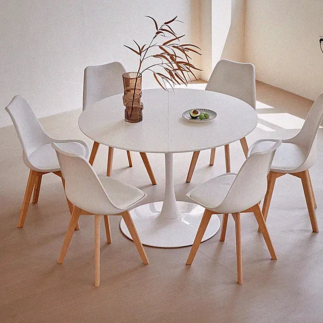 Runder Esstisch 110 cm weiß – Küchentisch modern für 4 Personen, MDF & Metall