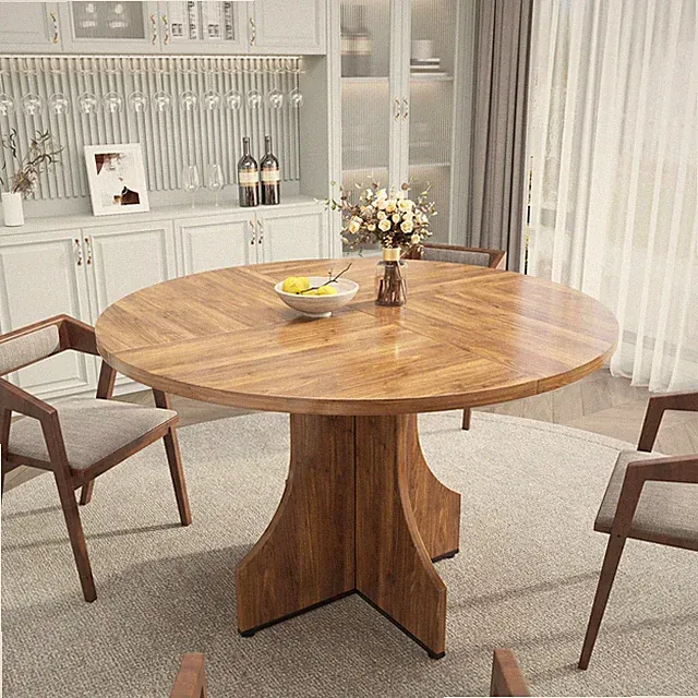 Runder Esstisch 120cm Modern runder Holz Küchentisch Für 4-6 Persone mit x-Basis