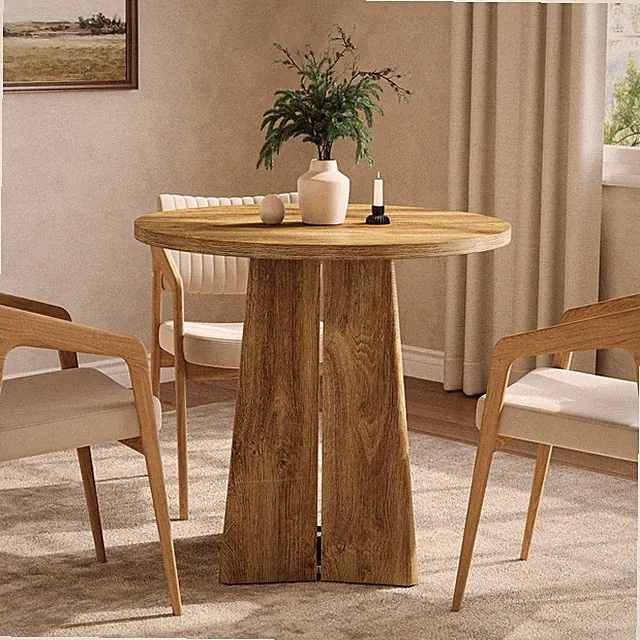 Runder Esstisch 80 cm, kompakter Küchentisch für 2–4 Personen im Landhausstil