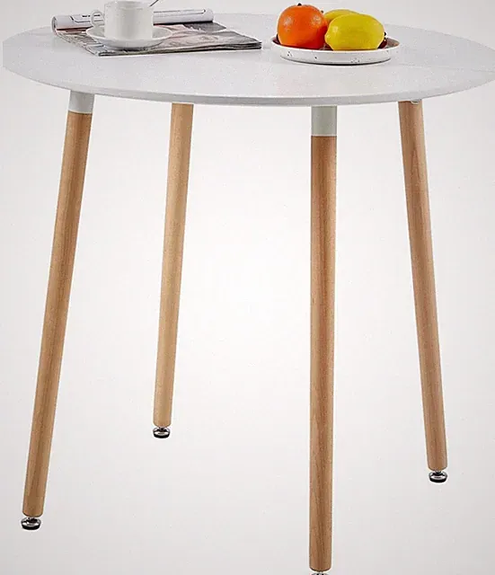 Runder Esstisch Buchenholz Weiß 80x80x75 cm Skandinavisches Design