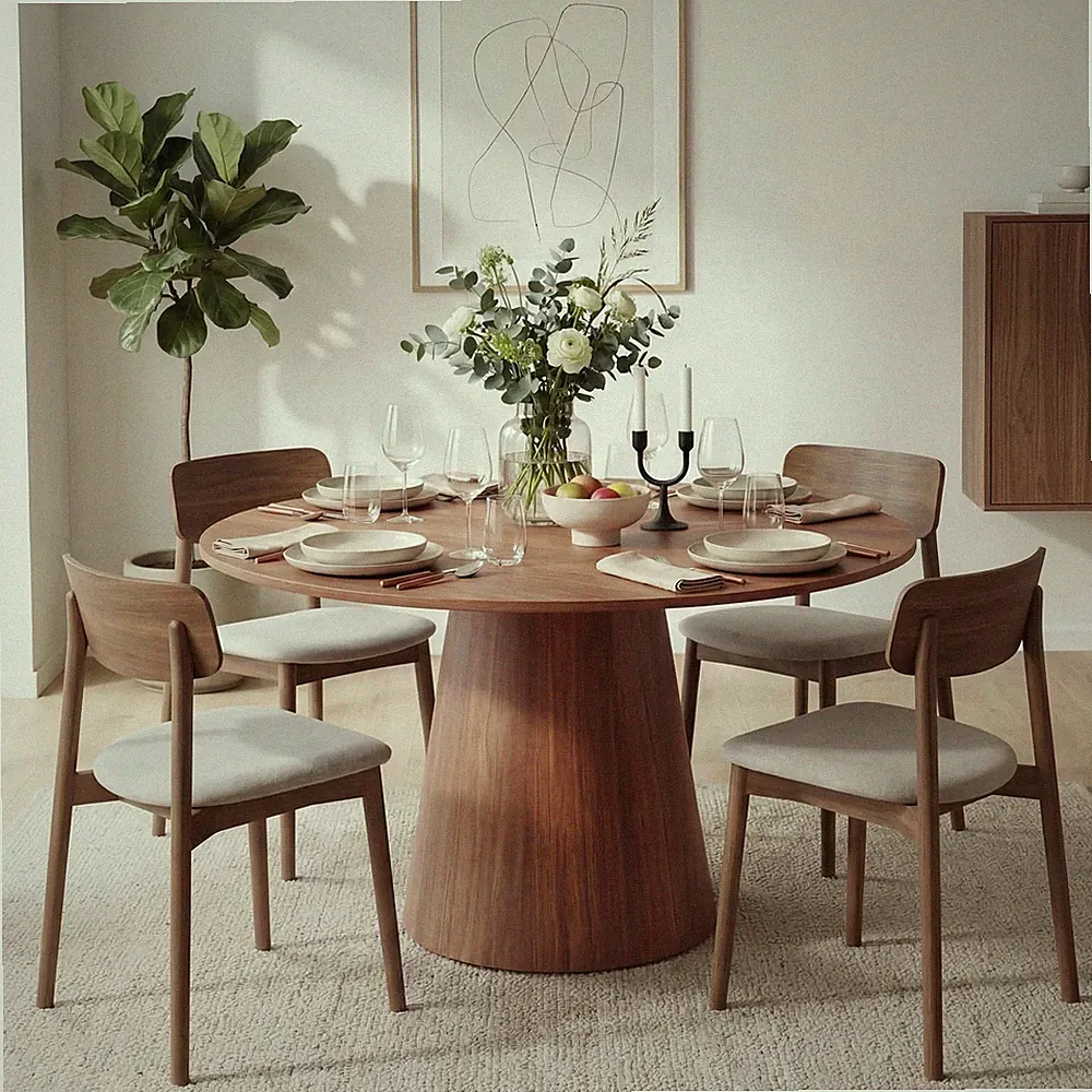 Runder Esstisch Esszimmertisch mit rundem Holzsockel moderner Küchentisch 110cm
