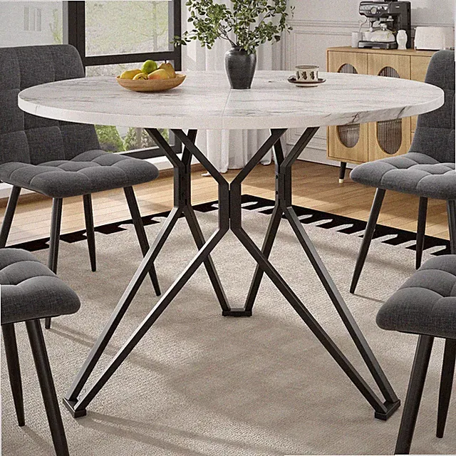 Runder Esstisch Esszimmertisch Metall Tischbeine Küchentisch 100cm Marmor optik