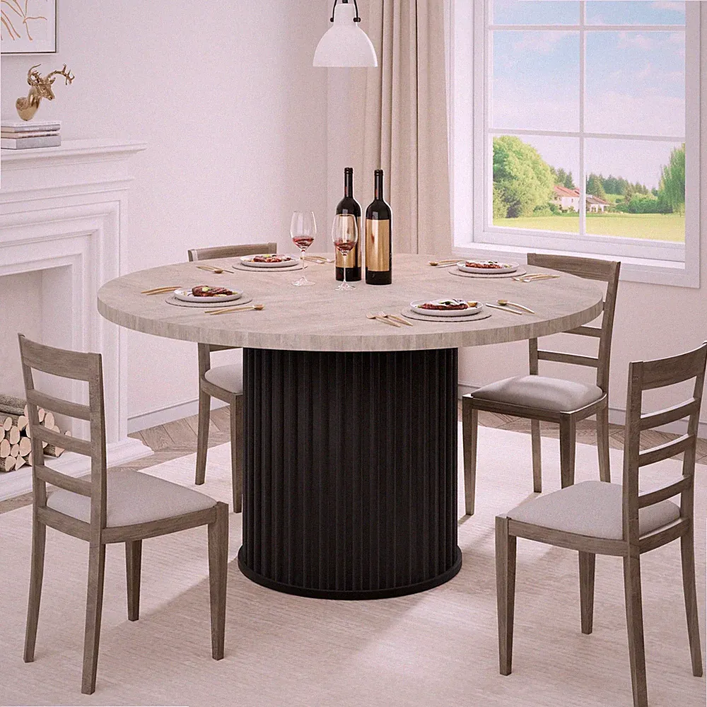 Runder Esstisch Esszimmertisch mit rundem Metallrahmen Küchentisch 120cm modern