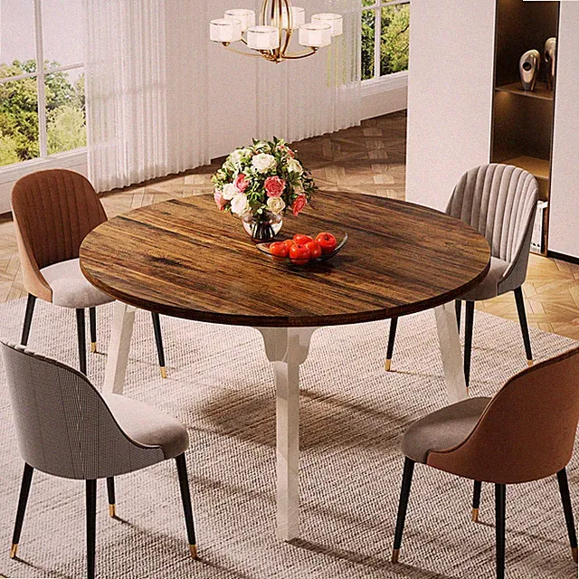 Runder Esstisch für 4-6 Personen, Moderner Holztisch für Esszimmer, 120 x 75 cm
