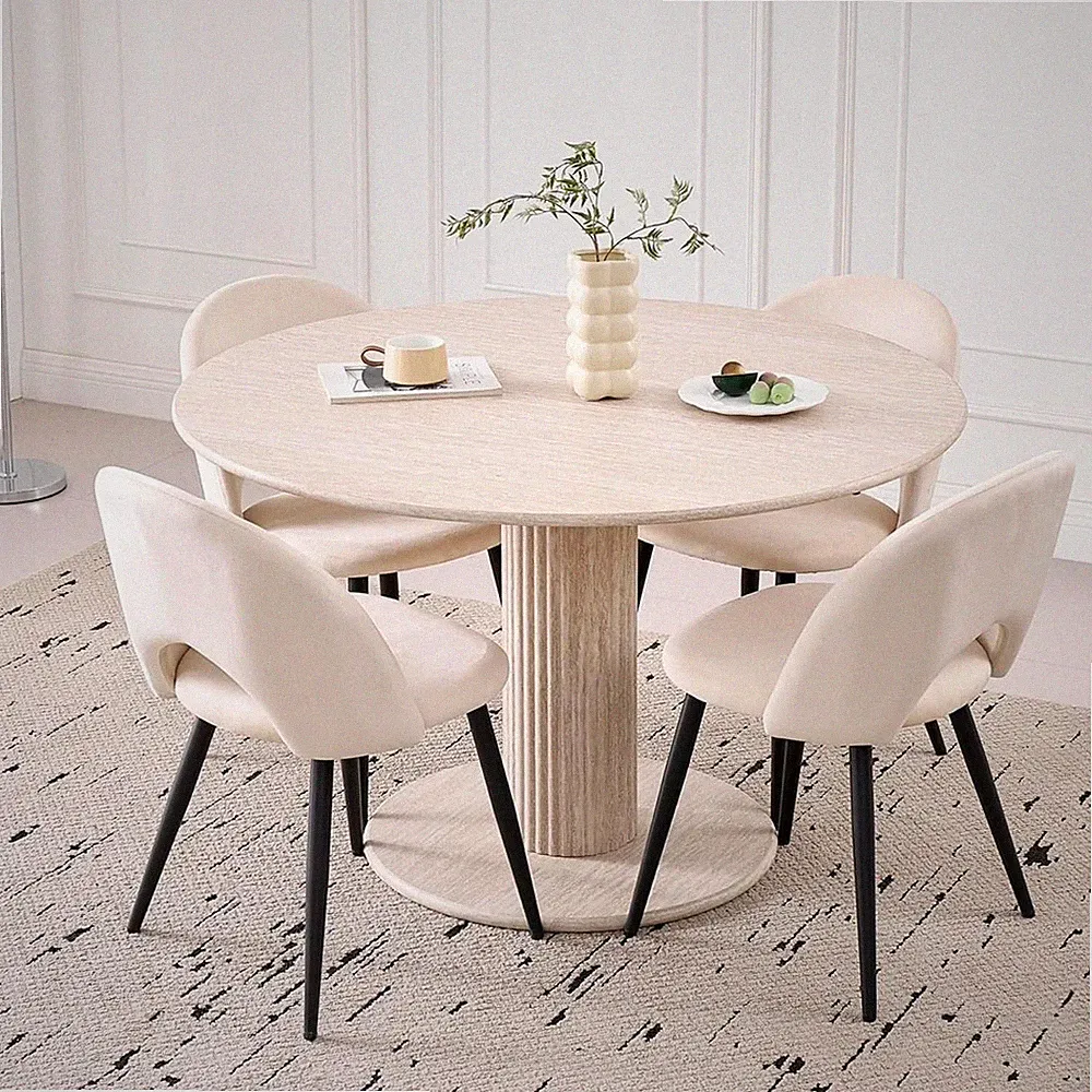 Runder Esstisch mit 4 Stühlen,Küchentischstühle für Küche,Esszimmer,Wohnzimmer