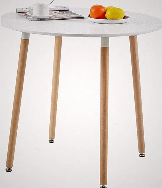 Runder Holztisch Esszimmer Weiß 80x80 cm Skandinavisch Stilvolles Design