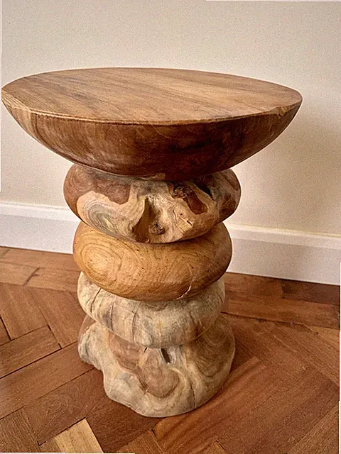 Runder Teak Wurzel Tisch Handgeschnitzt Massivholz Hocker Abstrakt Beistell Lampe Tisch