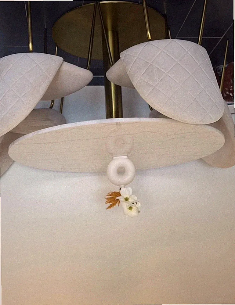 Rundes Esszimmer-Set 5-tlg. Beige/Gold: Esstisch + 4 Polsterstühle nur abholen
