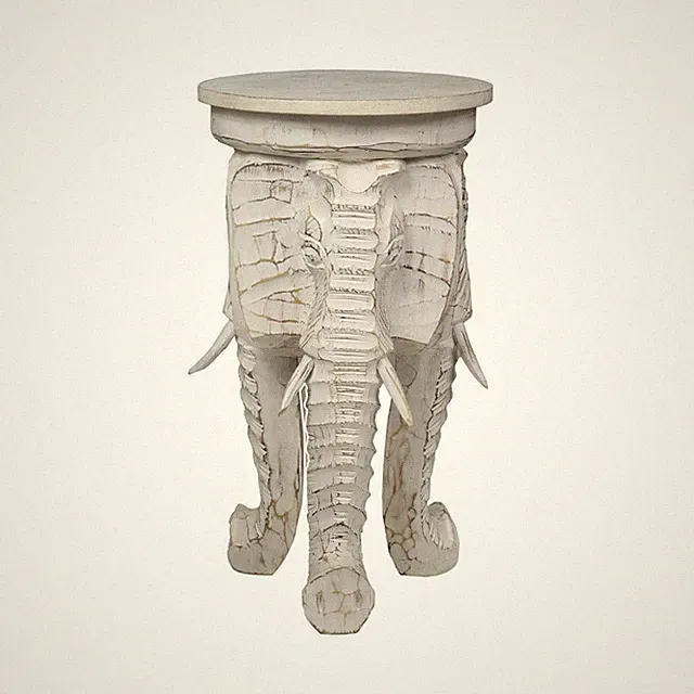 Rundhocker Holzhocker Elefanten Blumehocker Weißer Elefant Hocker ca 60 cm hoch