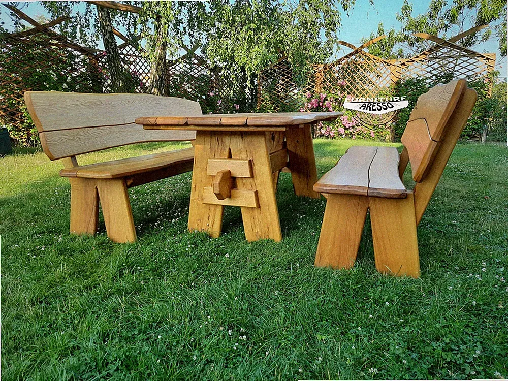 Rustikale Gartenmöbel Robinienholz Sitzgruppe Holzgarnitur Akazie Massiv