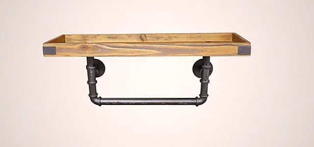 Rustikales Holzregal im Industrial Style Rohr | Wohndeko | ausgefallen