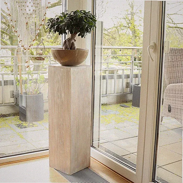 Säule Holzsäule Dekosäule Podest Ständer Sockel Blumenständer Holz Weiß 75 cm