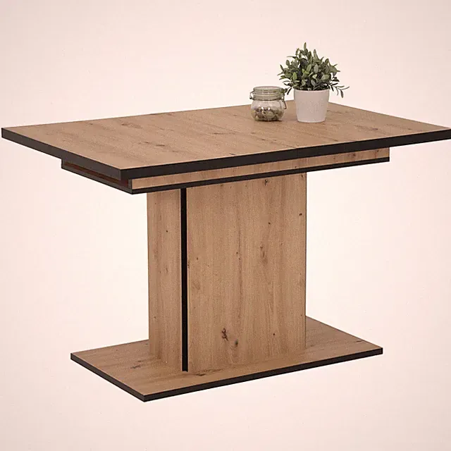 Säulentisch - Artisan Eiche - schwarz - ausziehbar bis 160 cm Esszimmertisch