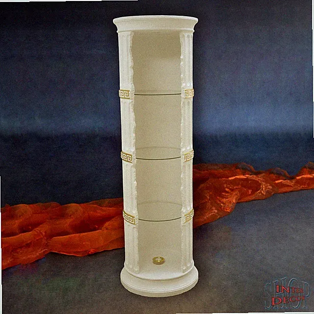 Säulenvitrine 172 cm Regal Vitrine Kunstharz beleuchtet handbemalt