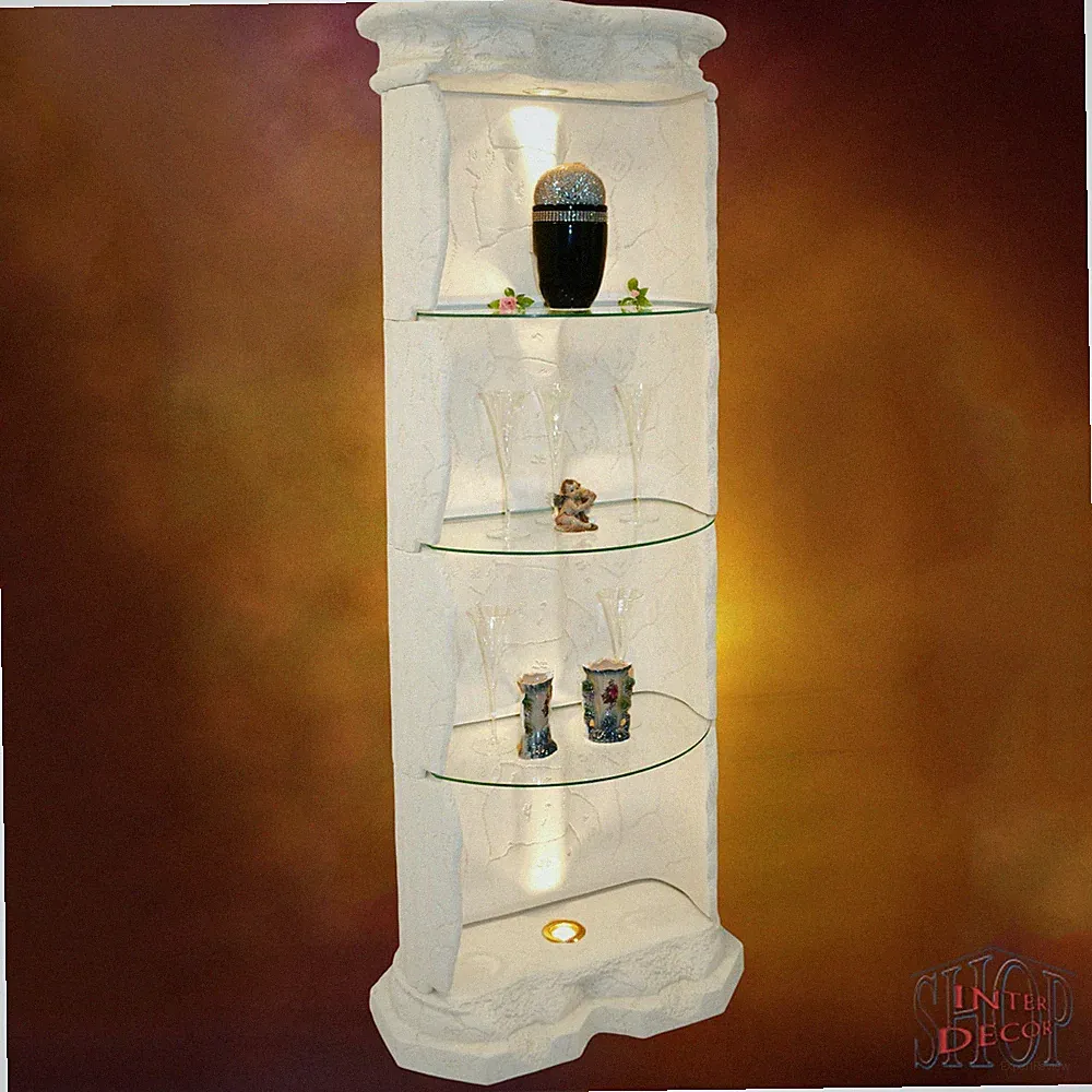 Säulenvitrine 204 cm Griechische Vitrine beleuchtet handbemalt Antik