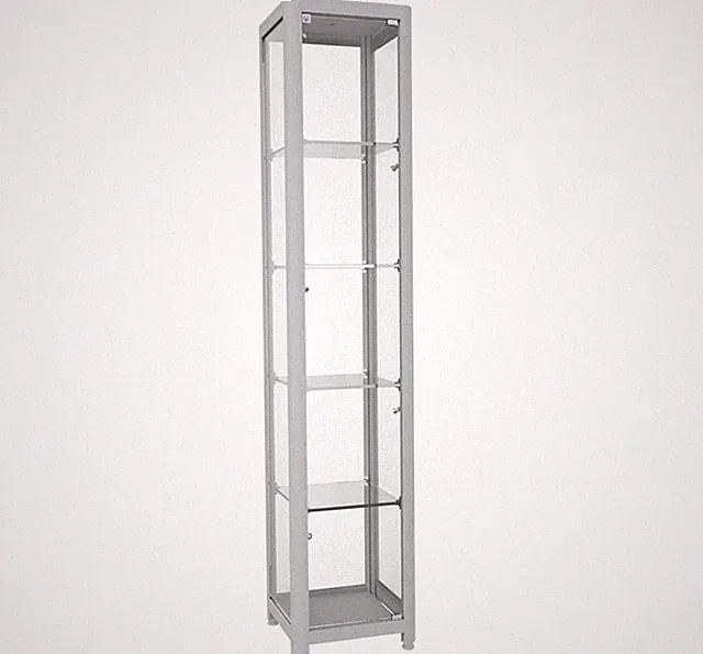 Säulenvitrine mit LED Beleuchtung H 198 cm Messevitrine Glasvitrine Vitrine