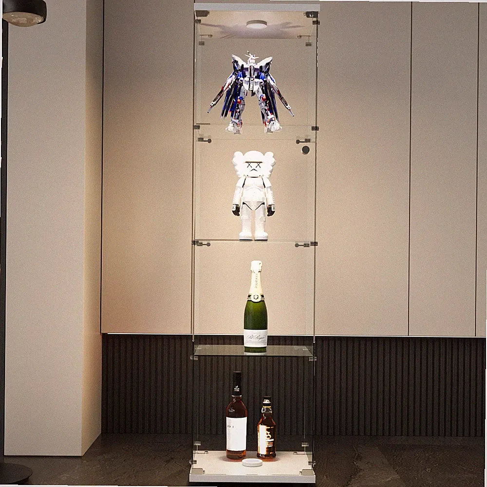 Sammlervitrine Glasvitrine Standvitrine 164 cm mit LED Schloss Vitrine 4-Lagen