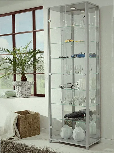 Sammlervitrine Glasvitrine Vitrine Glas Ausstellungsvitrine Beleuchtung Spiegel