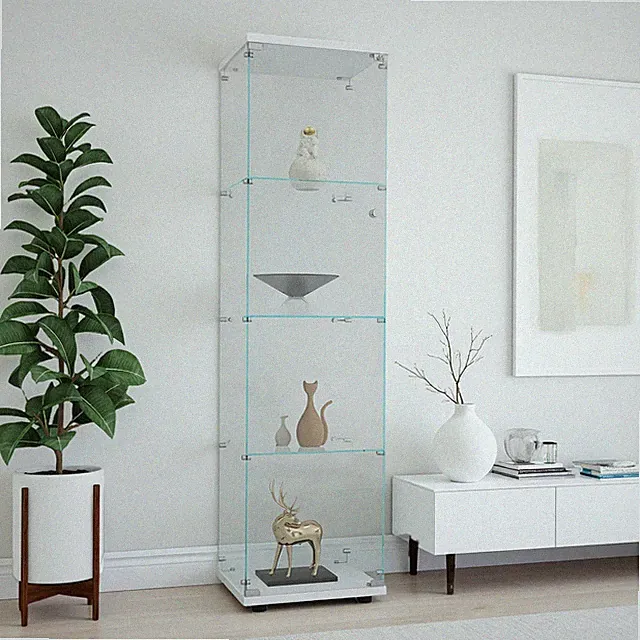 Sammlervitrine Standvitrine Glasvitrine Ausstellungsvitrine Glasschrank 4-Lagen