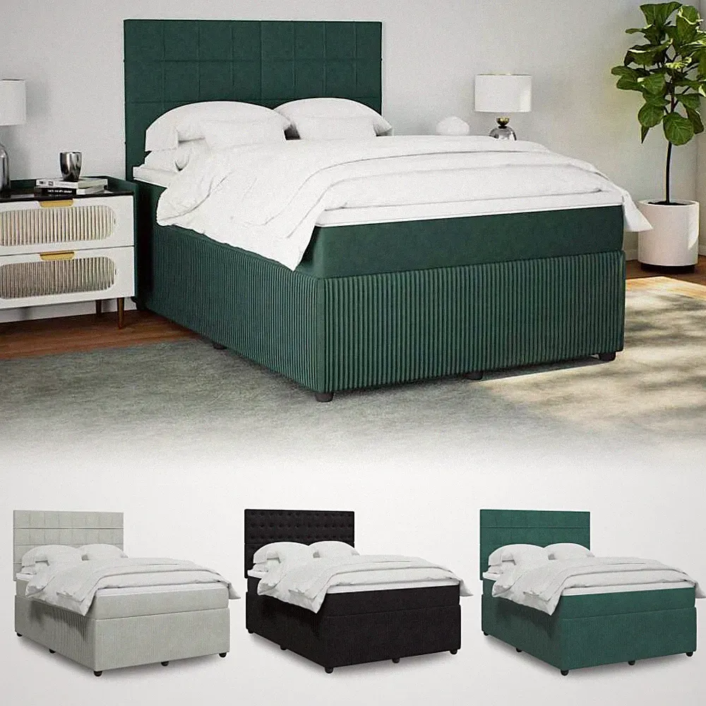 Samt Boxspringbett Bett Mit Matratze Einzelbett 90/100/120/140/160/180 x 200 cm