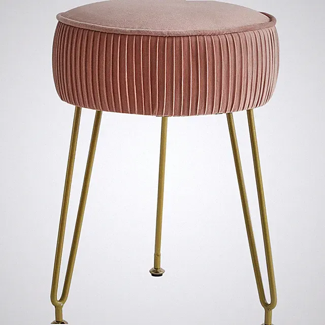 Samt Runde Fußstütze Hocker Ottoman, Makeup Eitelkeits Beistelltisch, Samt An...