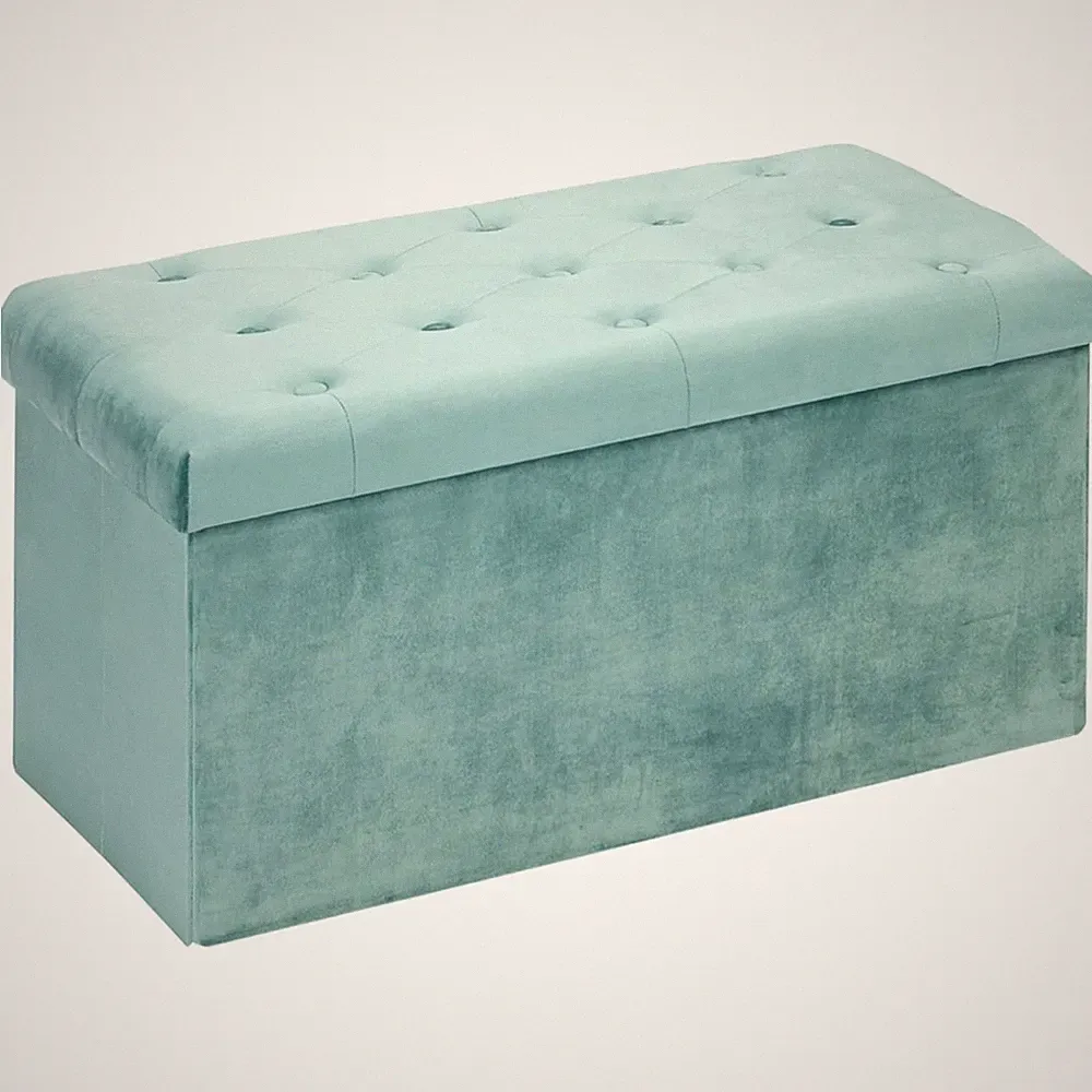 Samt Sitzbank, Stauraum, Klappbar, Holzwerkstoff, Retro, 80x40cm, grün, Couch